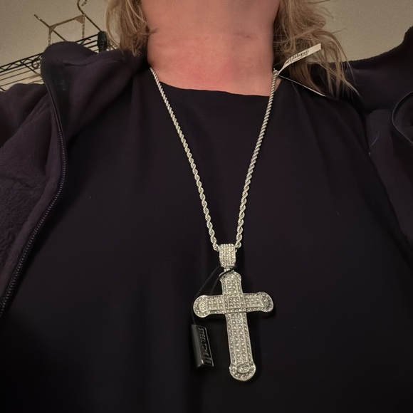 STEEL TIME STAINLESS STEEL RHINESTONE CROSS - Picture 9 of 9